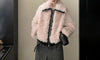 Design-oriented Eco-friendly Wool-and-PU-leather Blend Lapel Jacket