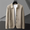 Men's AutumnWinter New Arrival Solid-Colored Thickened Lapel Long-Sleeve Sweater With Pockets
