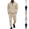 Men's Casual Fleece-lined Warm-up Zippered Track Pants Set