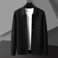 Men's AutumnWinter New Arrival Solid-Colored Thickened Lapel Long-Sleeve Sweater With Pockets