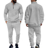 Men's Casual Fleece-lined Warm-up Zippered Track Pants Set